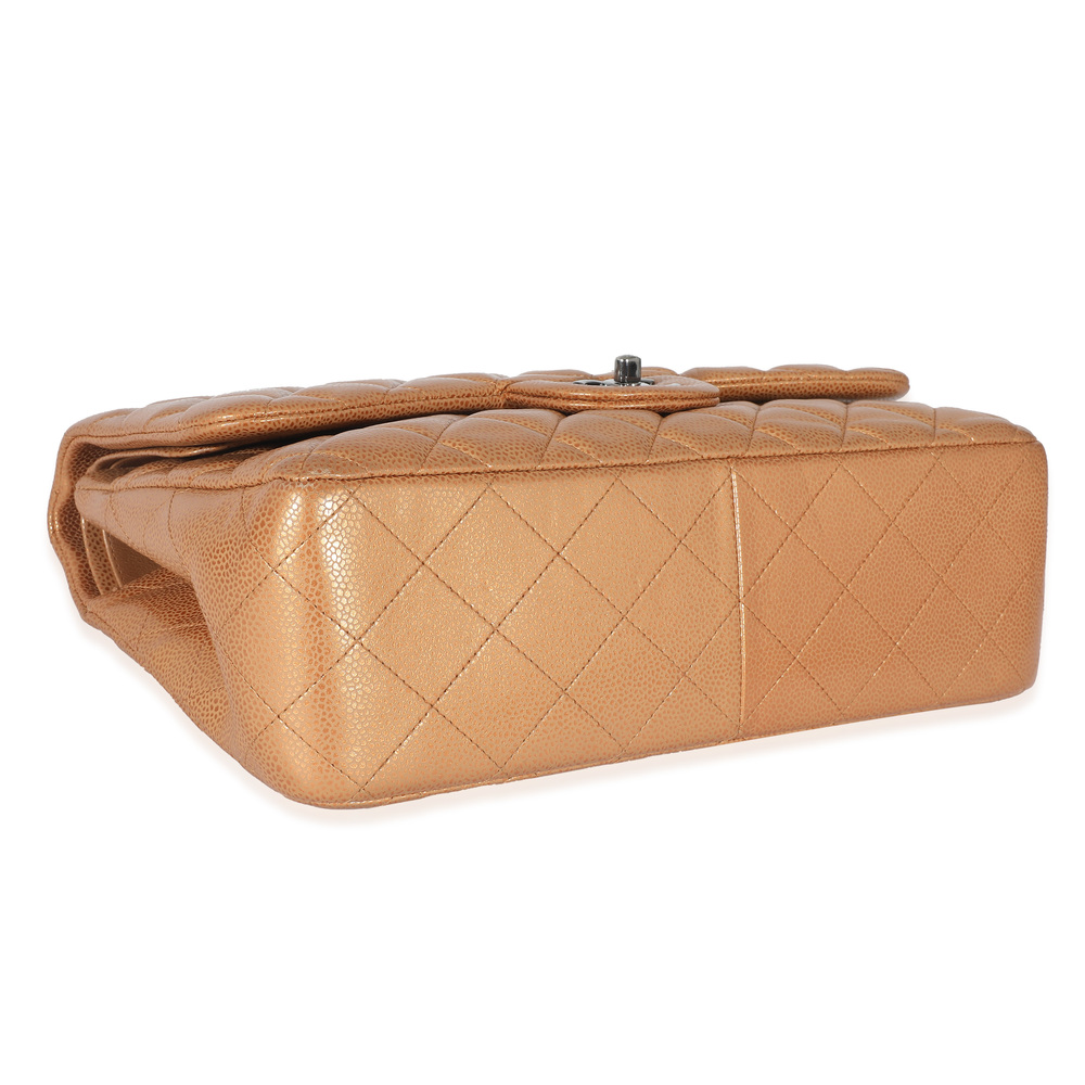 Chanel Gold Metallic Caviar Jumbo Double Flap Handbag - Picture 3 of 8